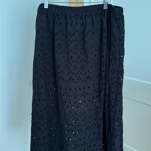 H&M Black Eyelet Midi Skirt
